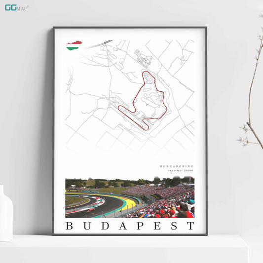 City map of BUDAPEST - Hungaroring - Home Decor Budapest - Wall decor Hungaroring - Hungary Grand Prix - Formula 1 gift - Printed map
