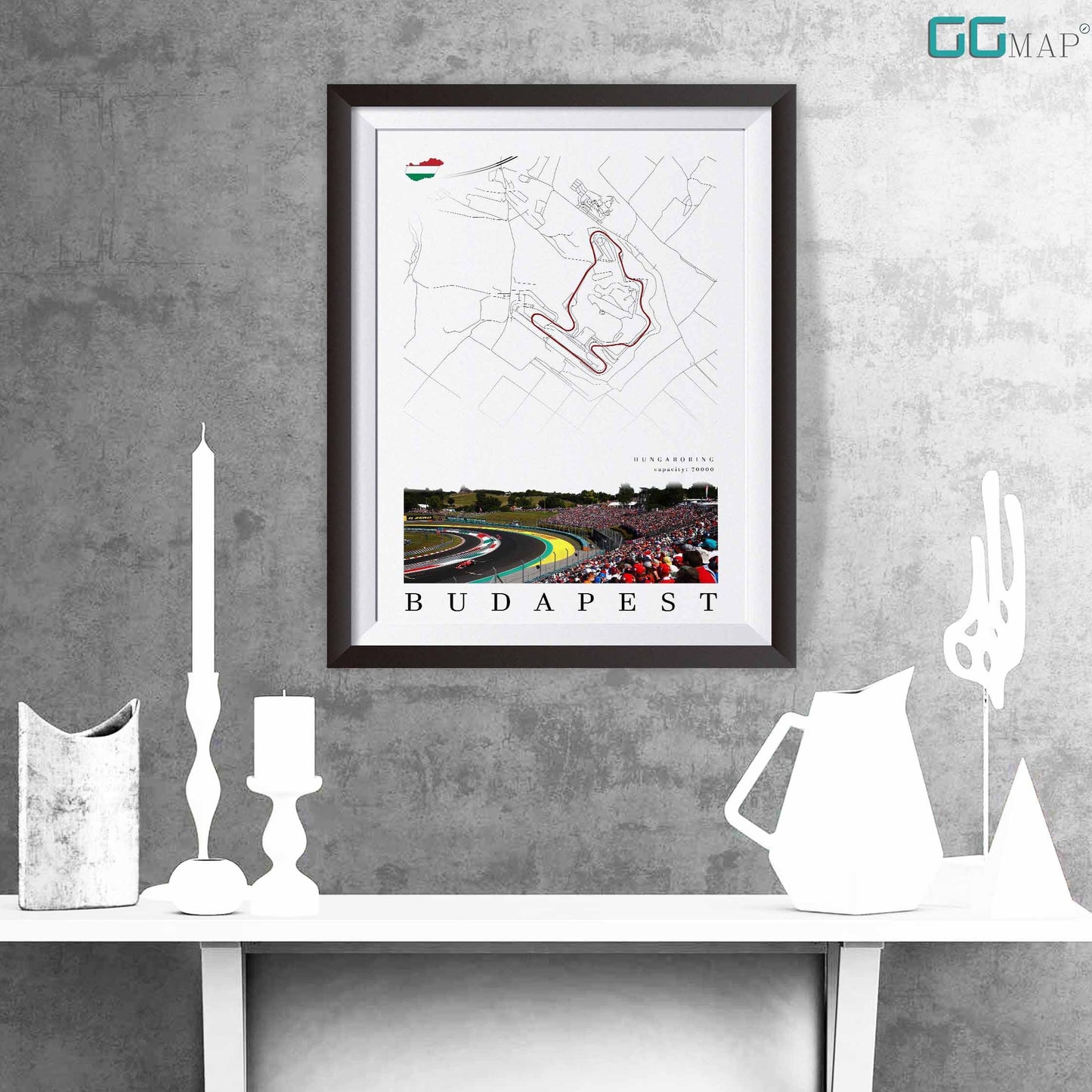 City map of BUDAPEST - Hungaroring - Home Decor Budapest - Wall decor Hungaroring - Hungary Grand Prix - Formula 1 gift - Printed map