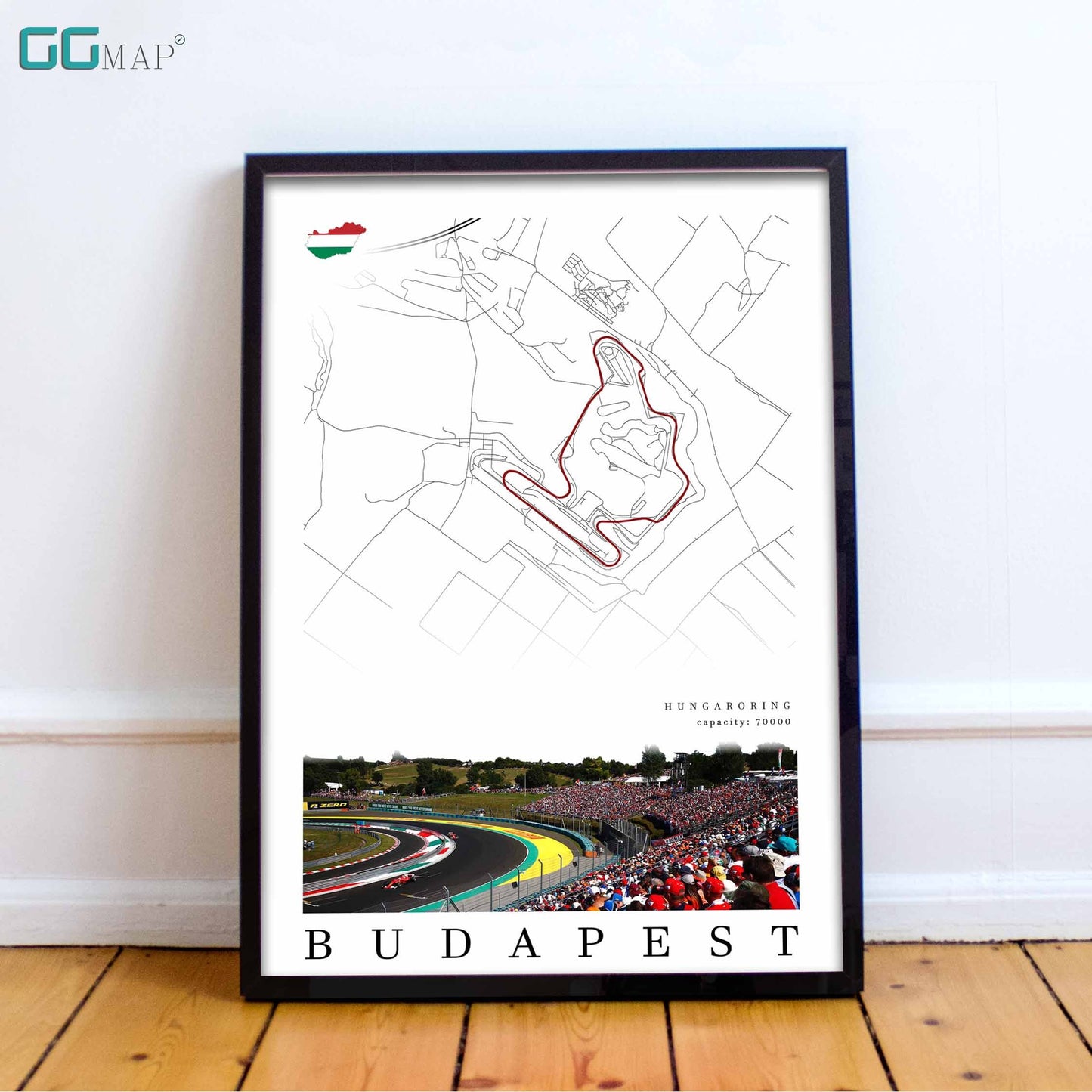 City map of BUDAPEST - Hungaroring - Home Decor Budapest - Wall decor Hungaroring - Hungary Grand Prix - Formula 1 gift - Printed map