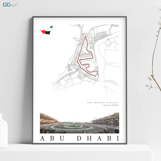City map of ABU DHABI - Yas Marina Circuit -  Formula 1 poster - Abu Dhabi Grand prix - Printed map