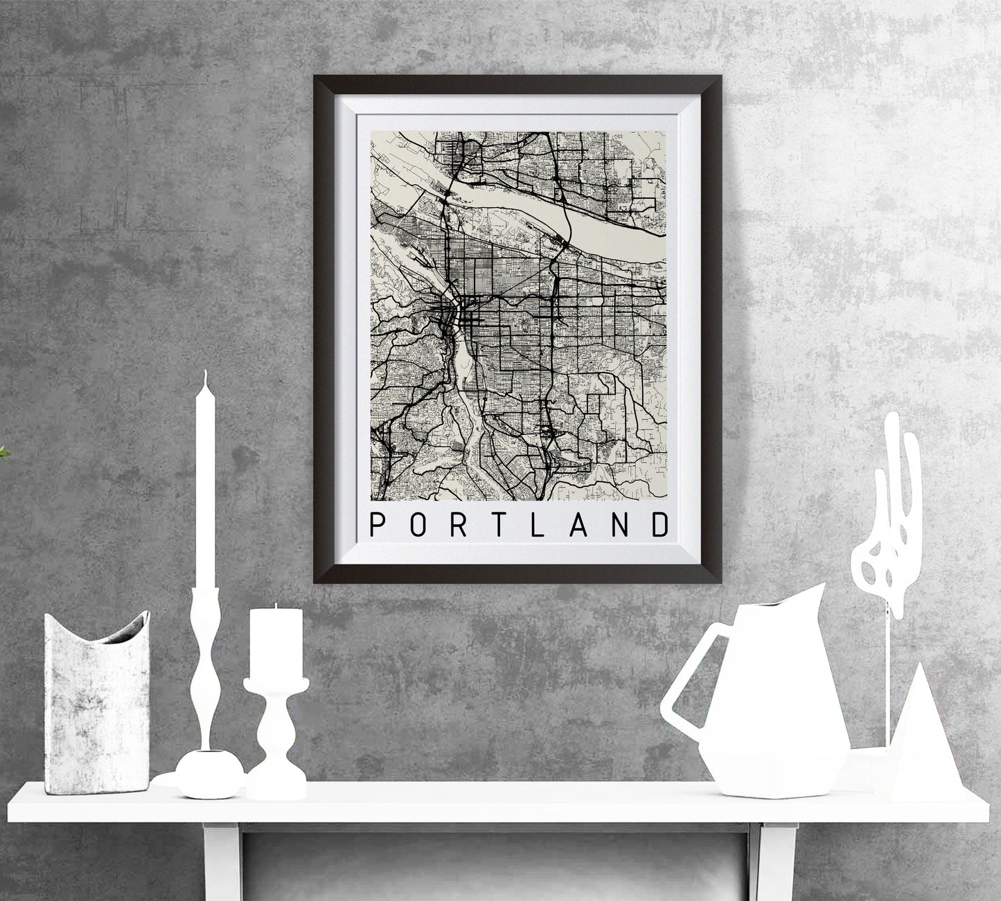 Map of PORTLAND, USA - Home Decor - Wall decor - Office map - Travel map - Print map - Poster city map - Office decor