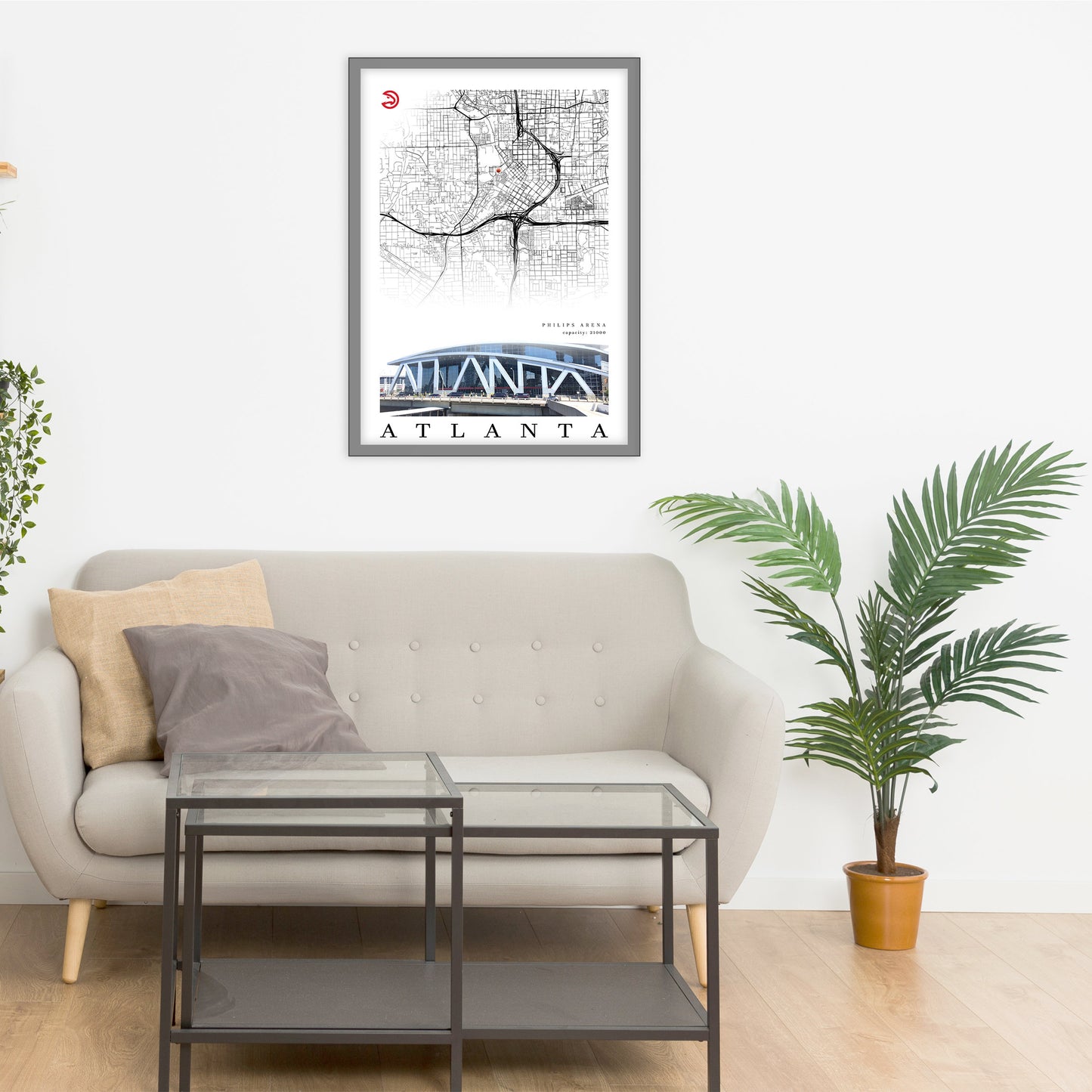 City map of ATLANTA - Philips Arena - Home Decor Atlanta - Philips Arena wall decor - Atlanta poster - Philips Arena gift - Print map