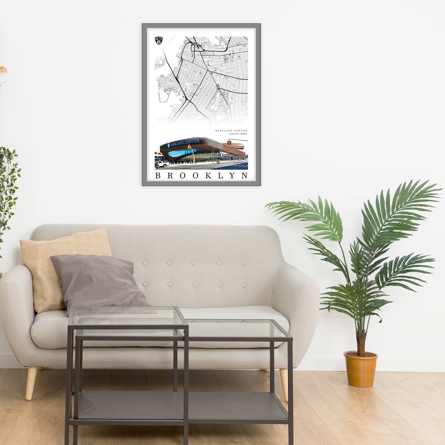 City map of BROOKLYN - Barclays Center - Home Decor Brooklyn - Barclays Center wall decor - Brooklyn poster - Print map