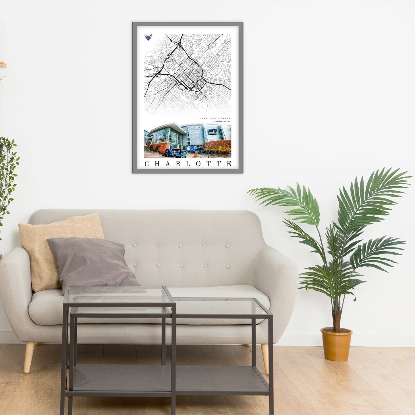 City map of CHARLOTTE - Spectrum Center - Home Decor Charlotte - Spectrum Center wall decor - Charlotte poster - Print map