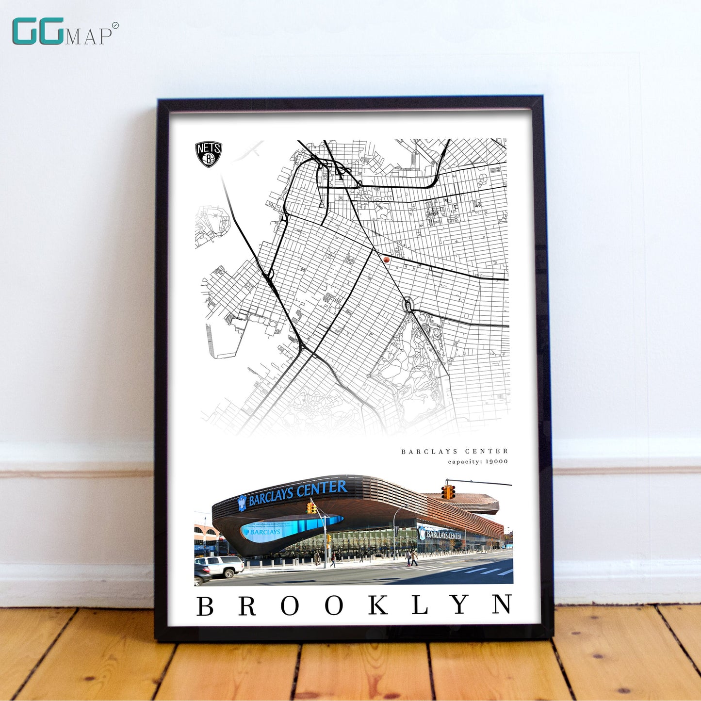 City map of BROOKLYN - Barclays Center - Home Decor Brooklyn - Barclays Center wall decor - Brooklyn poster - Print map