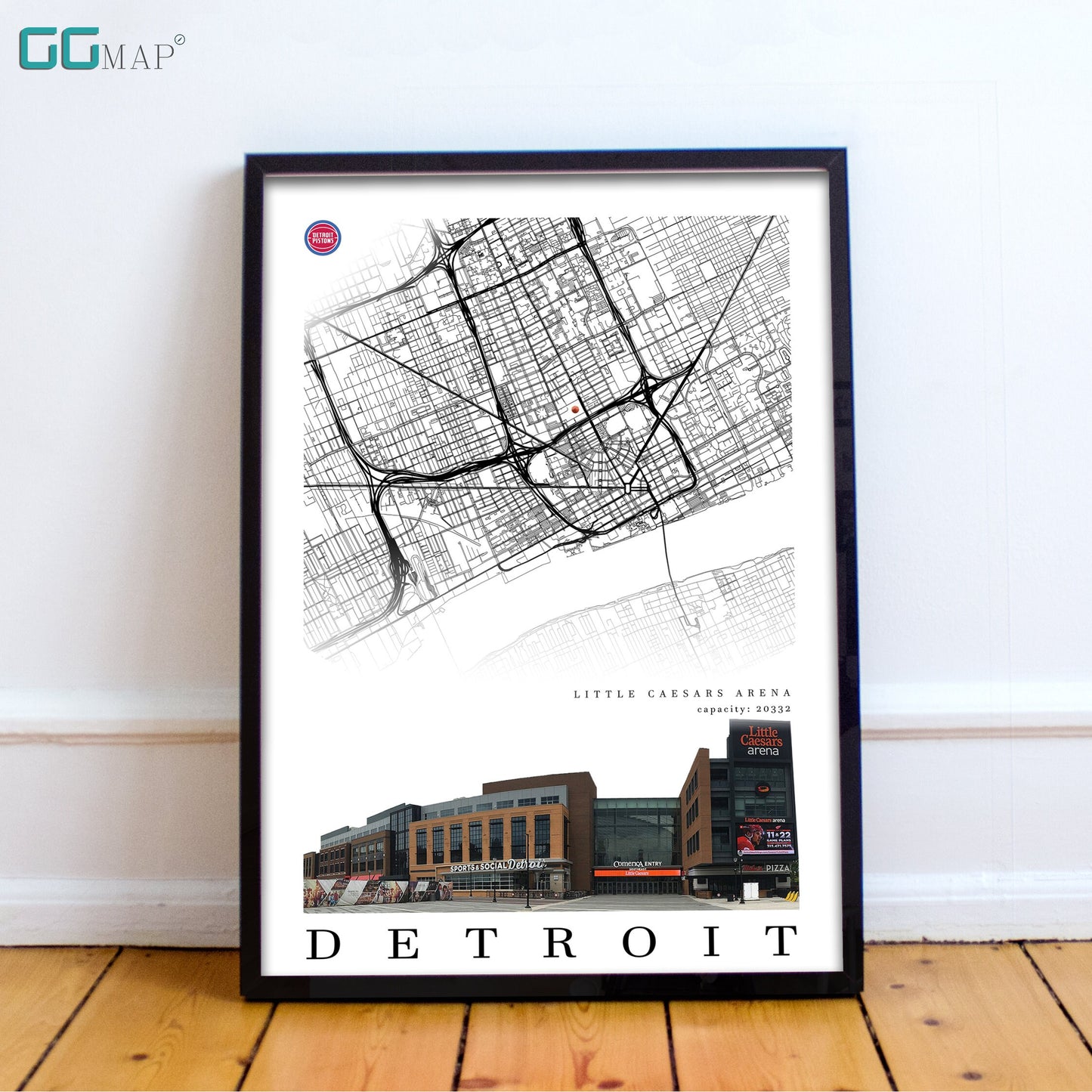 City map of DETROIT - Little Caesars Arena - Home Decor Detroit - Little Caesars Arena - Deroit poster - Detroit gift - Print map