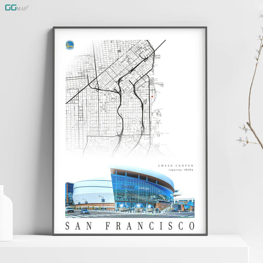 City map of SAN FRANCISCO - Chase Center - Home Decor San Francisco - Chase Center poster - San Francisco gift - Print map