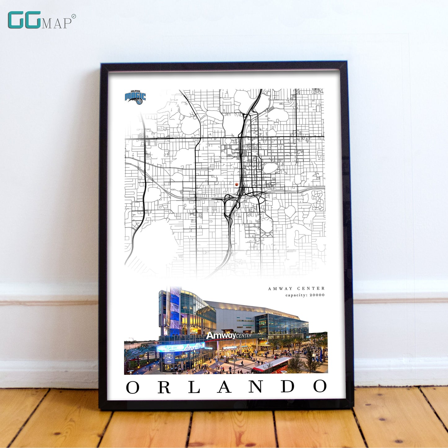 City map of ORLANDO - Amway Center - Home Decor Orlando - Amway Center wall decor - Orlando poster - Orlando gift - Print map