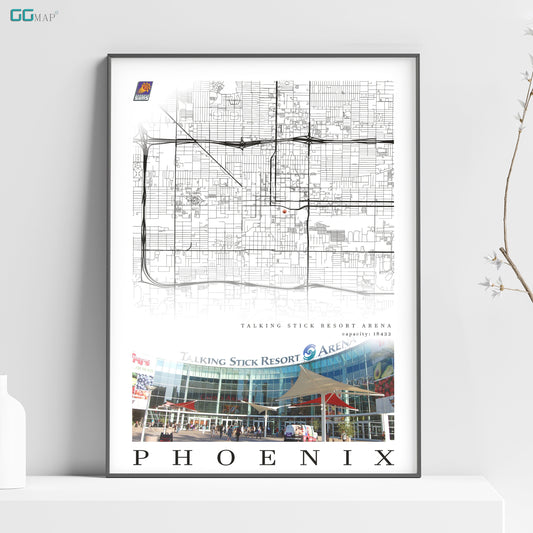 City map of PHOENIX - Talking Stick Resort Arena - Home Decor Phoenix - Talking Stick Resort Arena wall decor - Phoenix poster - Print map