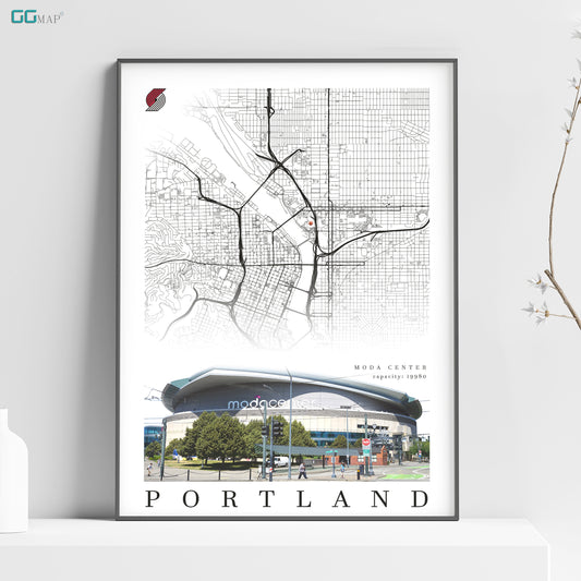 City map of PORTLAND - Moda Center - Home Decor Portland - Moda Center wall decor - Portland poster - Portland gift - Print map