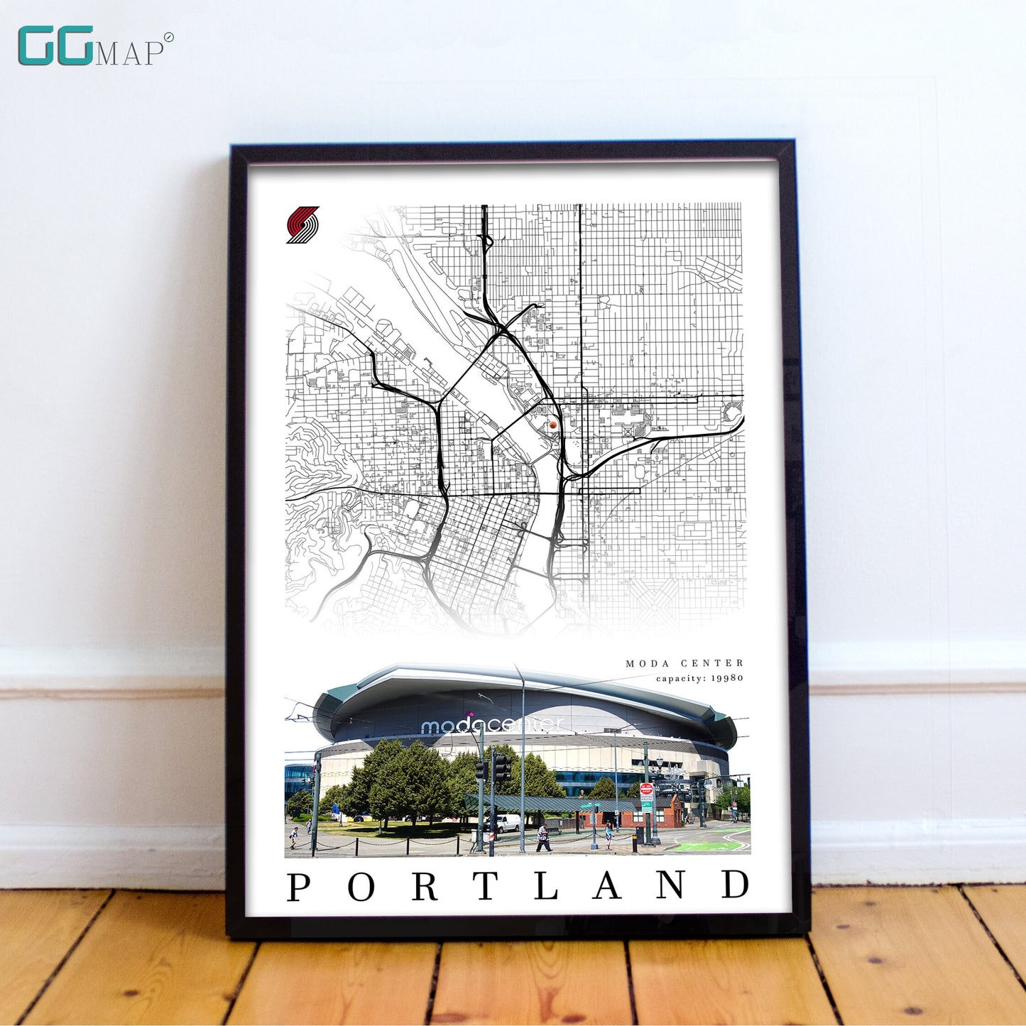 City map of PORTLAND - Moda Center - Home Decor Portland - Moda Center wall decor - Portland poster - Portland gift - Print map