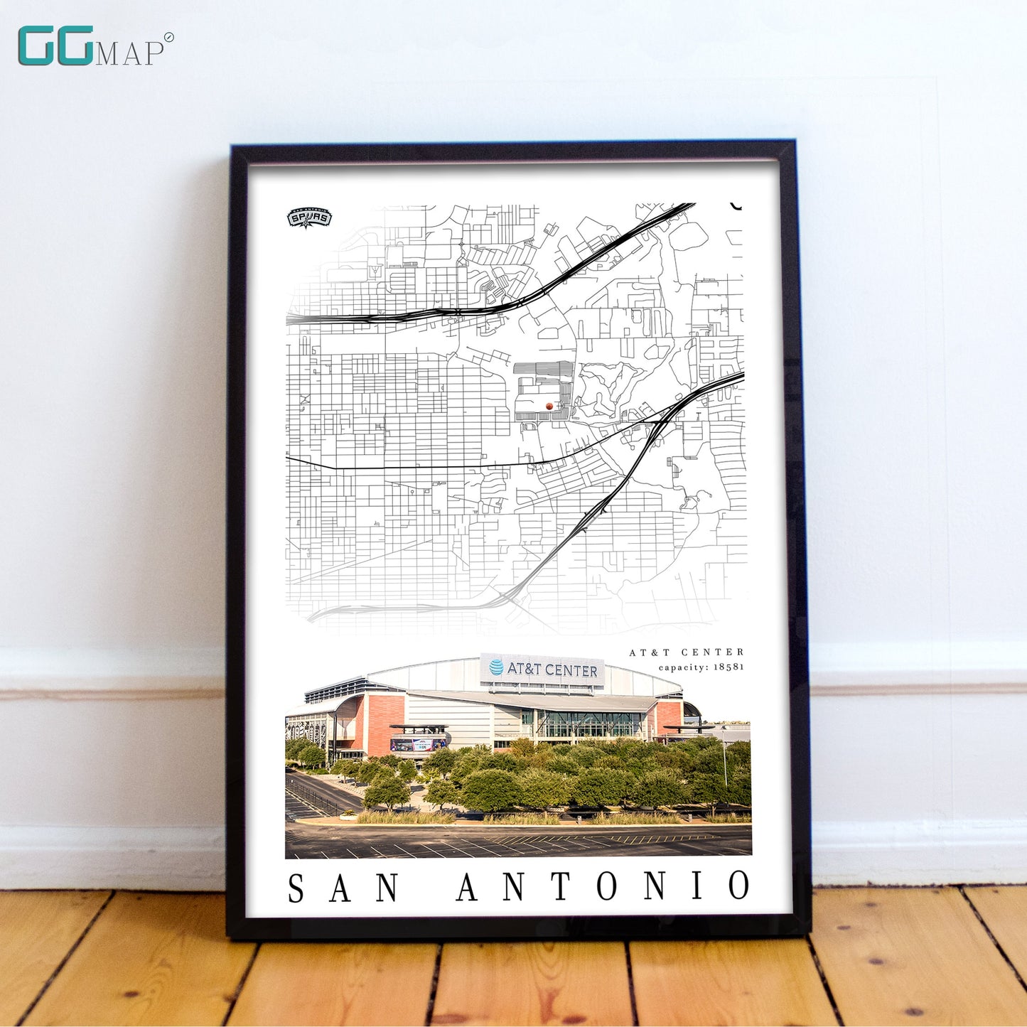 City map of SAN ANTONIO - ATandT Center - Home Decor San Antonio - Atandt Center wall decor - San Antonio poster - Print map