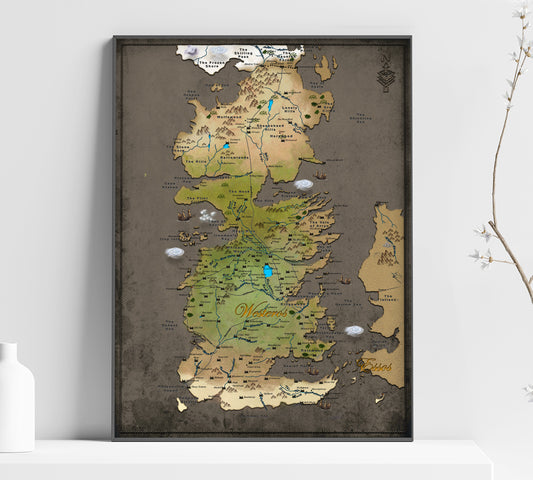 a framed map of the west coast of scotland