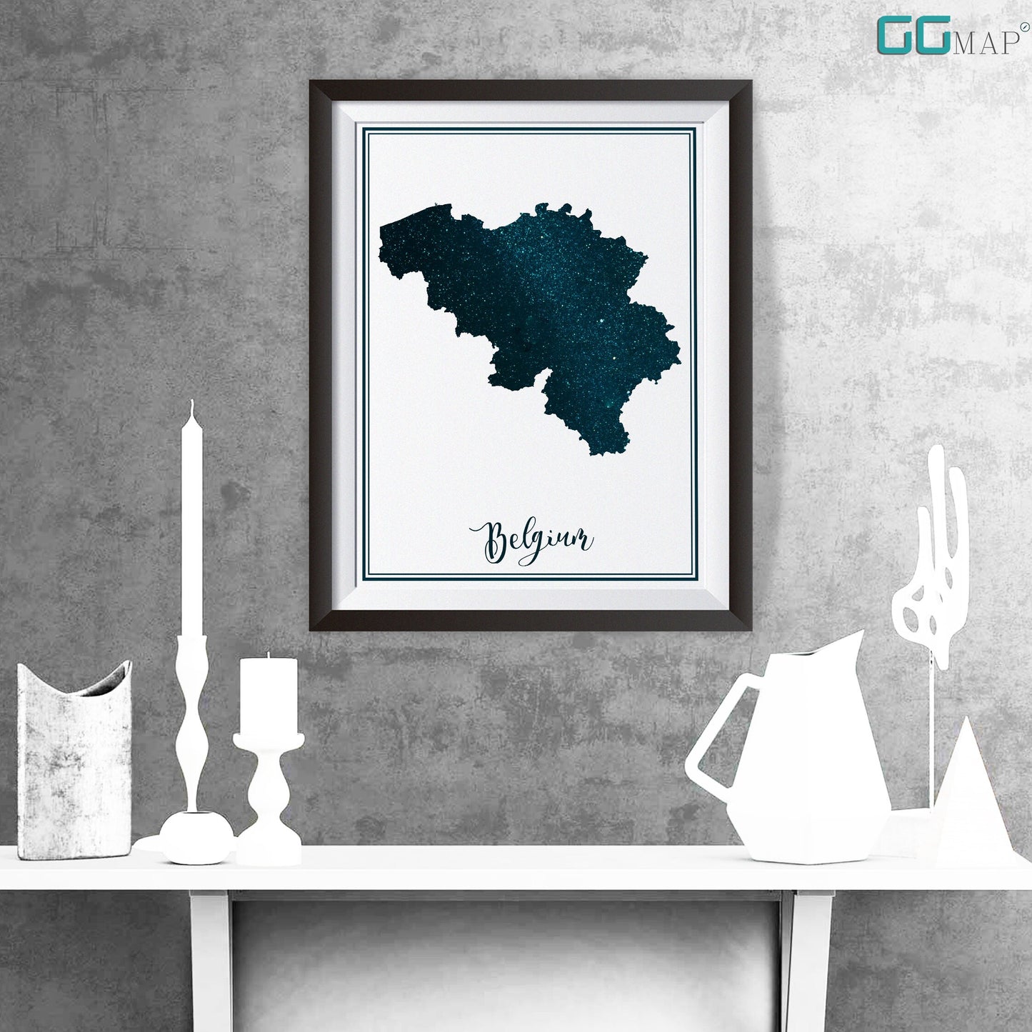 BELGIUM map - Belgium stars map - Travel poster - Home Decor - Wall decor - Office map - Belgium gift - GeoGIS studio