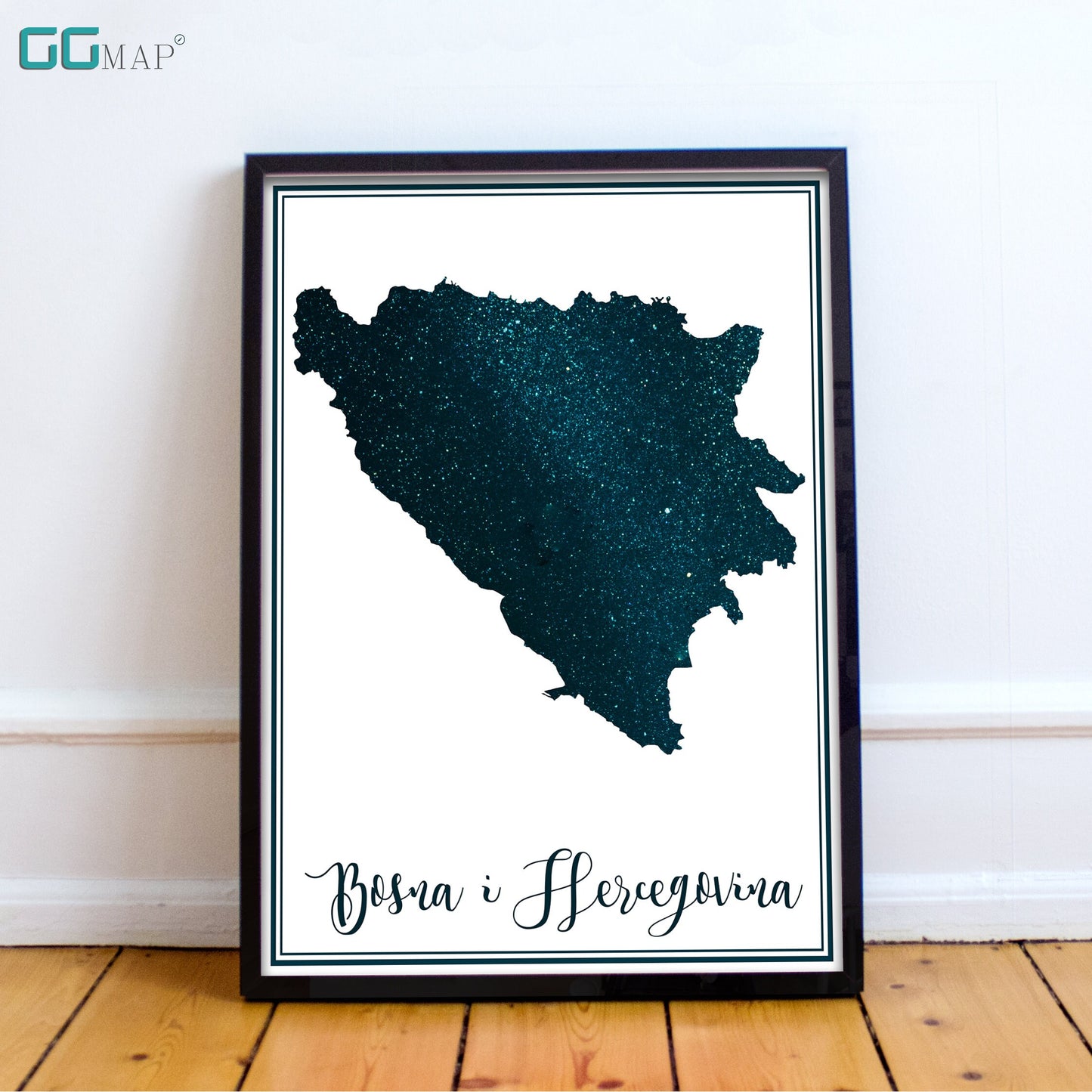 BOSNA I HERCEGOVINA map - Bosna i Hercegovina stars map - Travel poster - Home Decor - Wall decor - Office map - GeoGIS studio