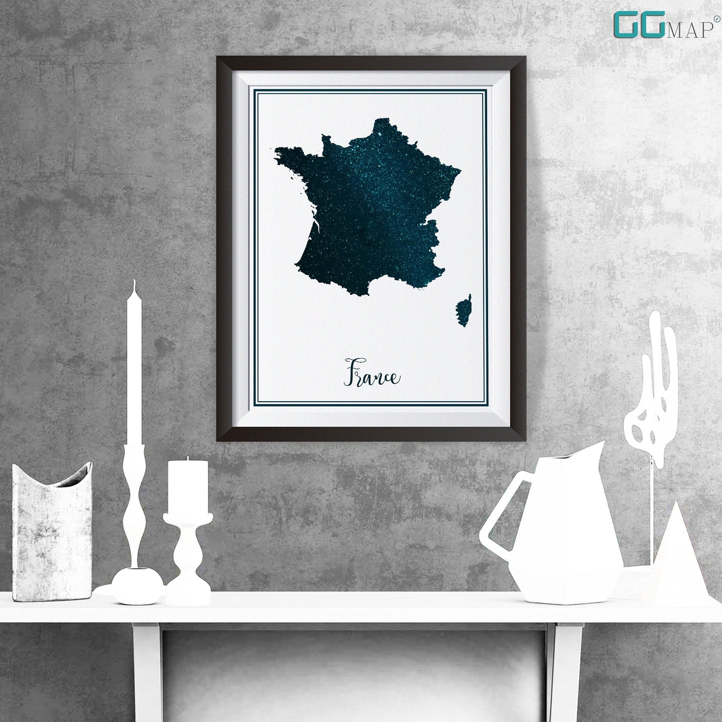 FRANCE map - France stars map - Travel poster - Home Decor - Wall decor - Office map - France gift - GeoGIS studio