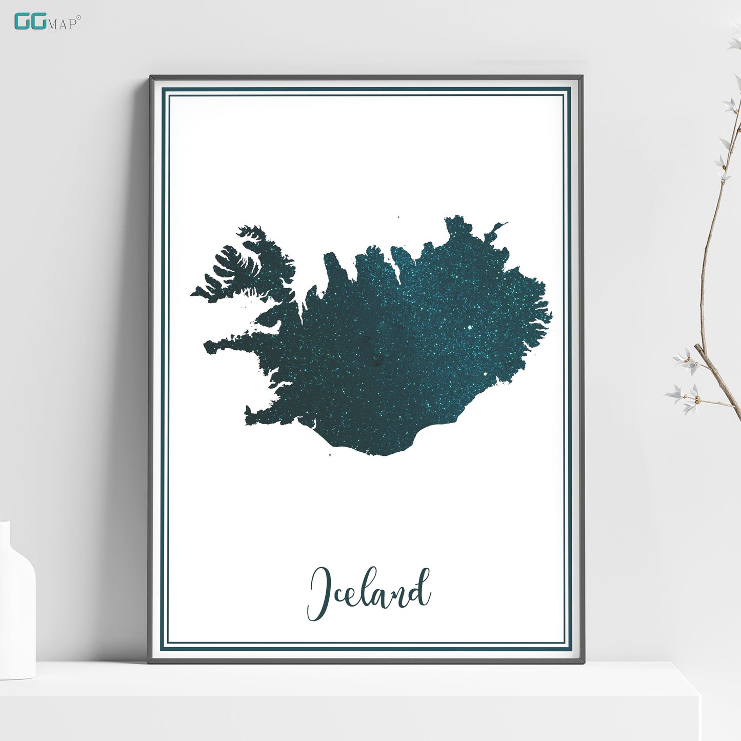 a picture of iceland on a white background