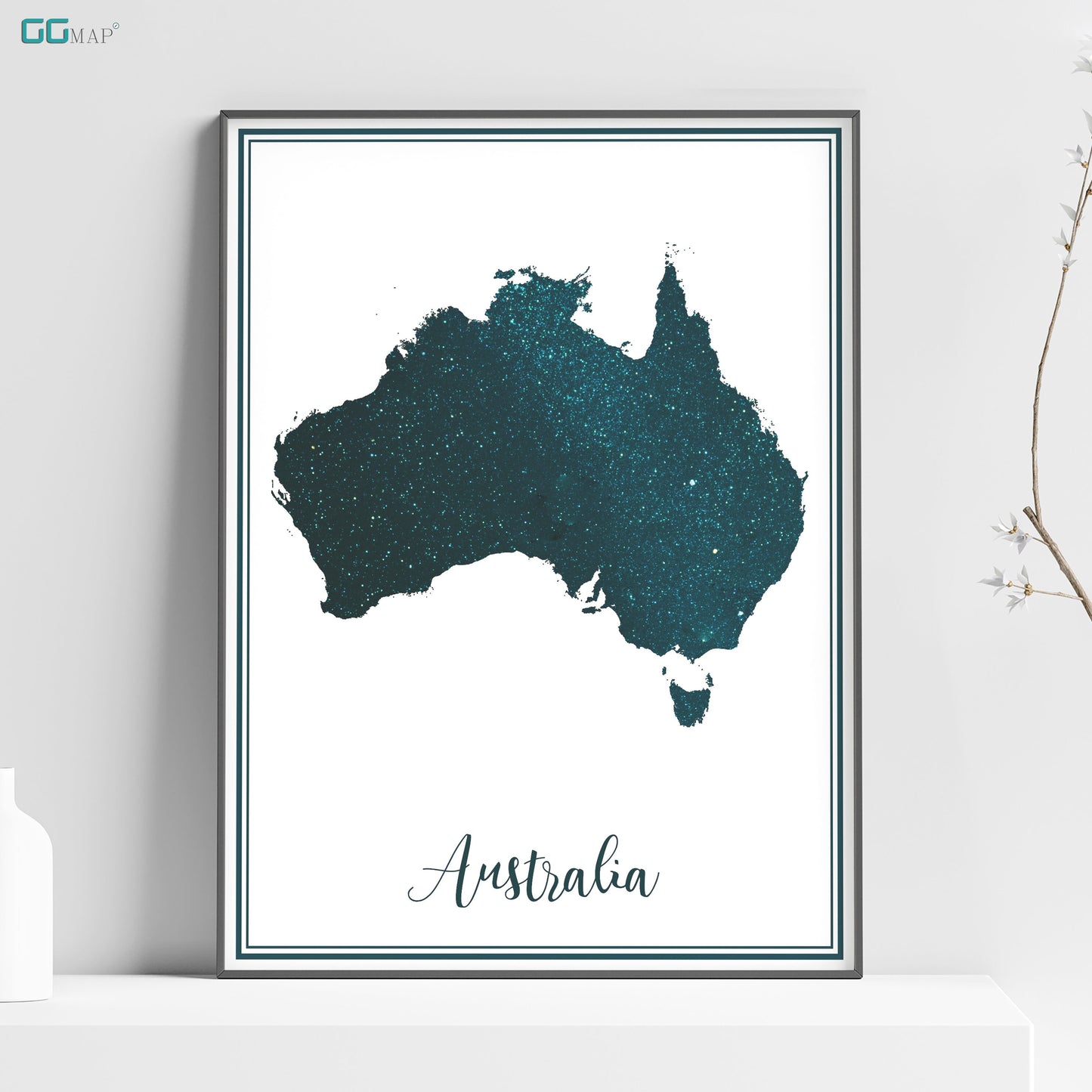 a framed picture of a map of australia