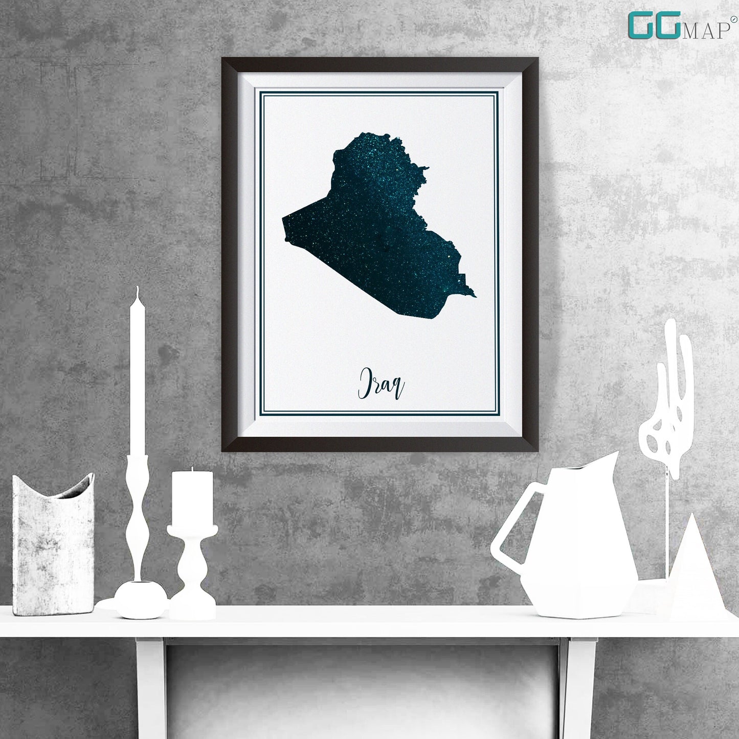 IRAQ map - Iraq stars map - Travel poster - Home Decor - Wall decor - Office map - Iraq gift - GeoGIS studio