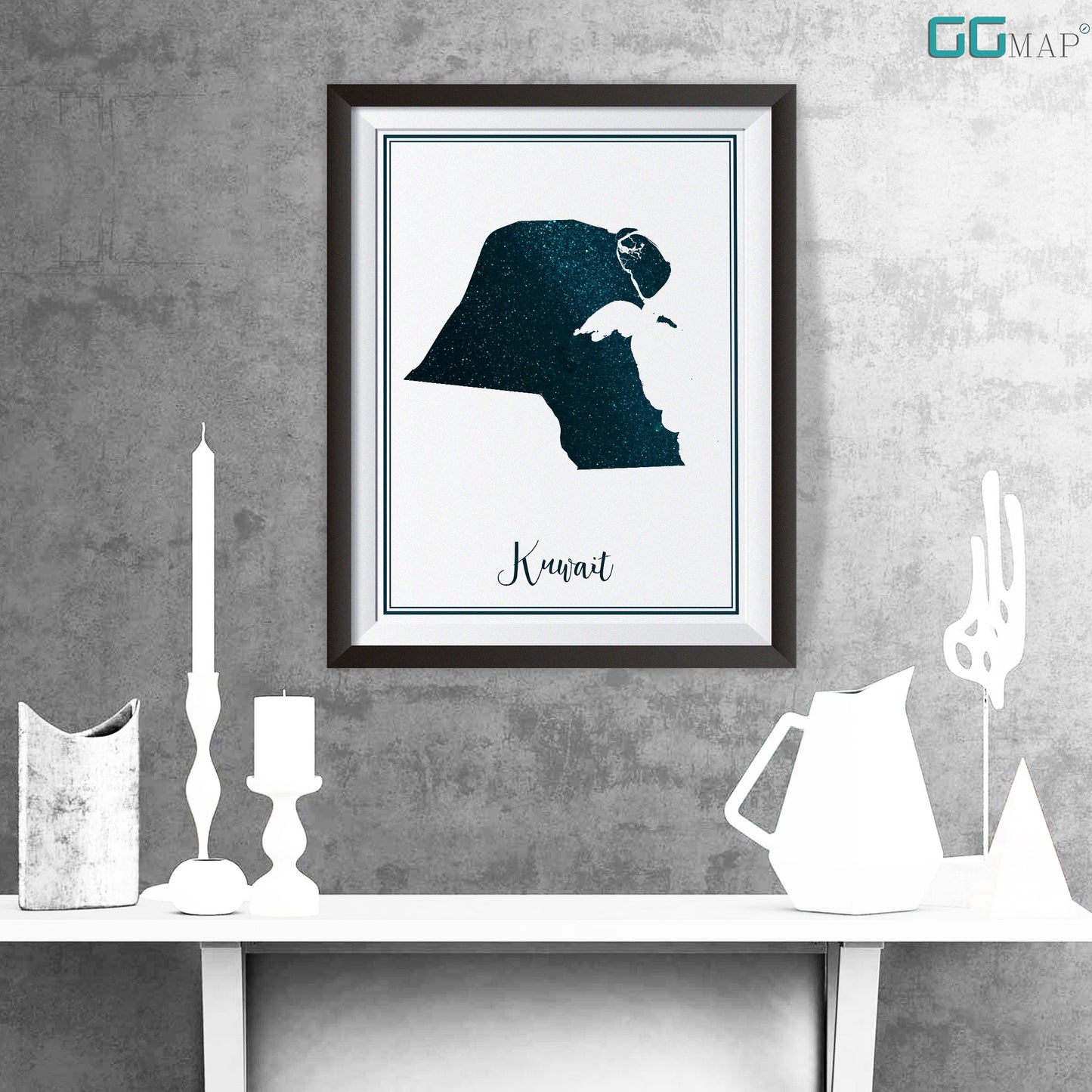 KUWAIT map - Kuwait stars map - Travel poster - Home Decor - Wall decor - Office map - Kuwait gift - GeoGIS studio