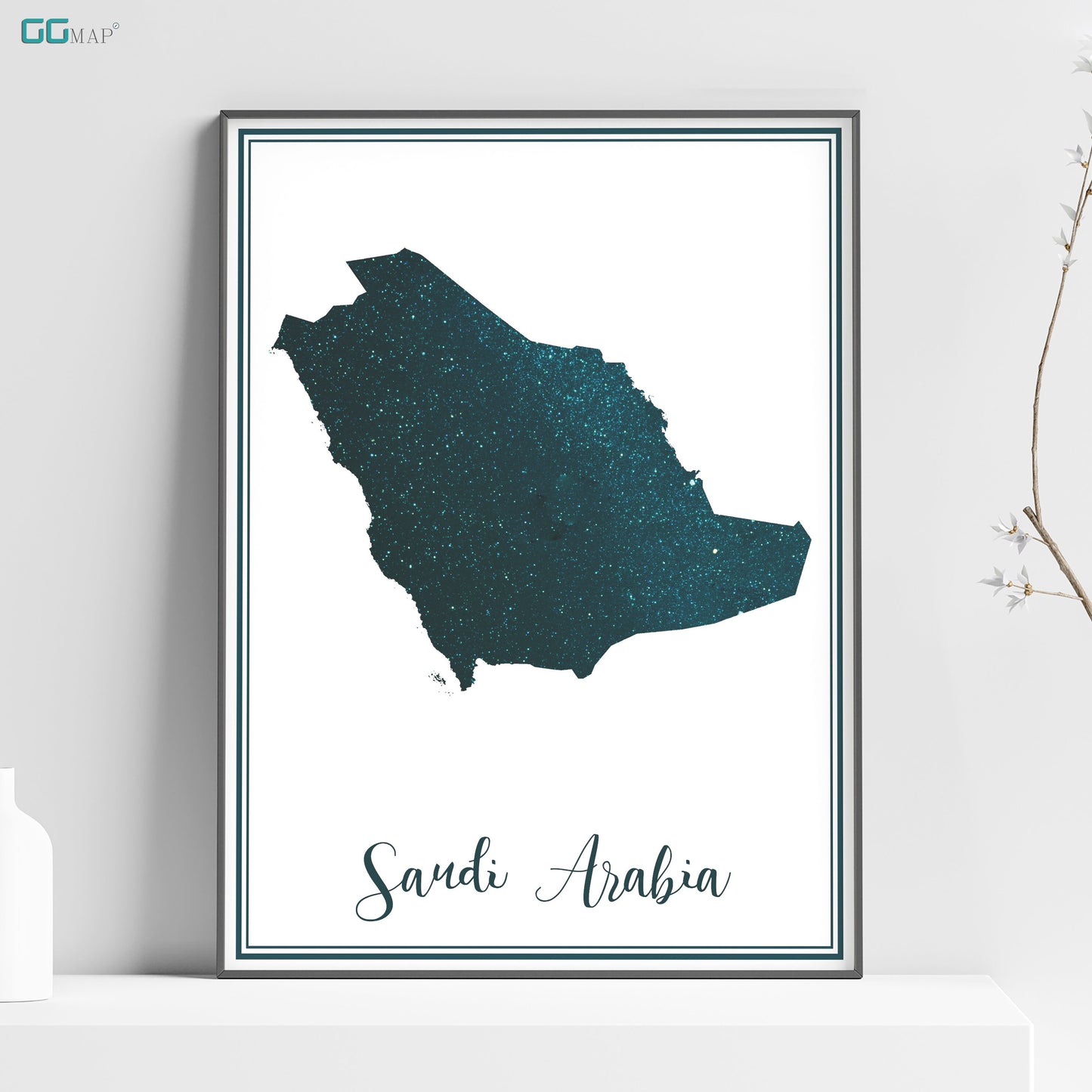 a poster of a map of the country of saudi arabia