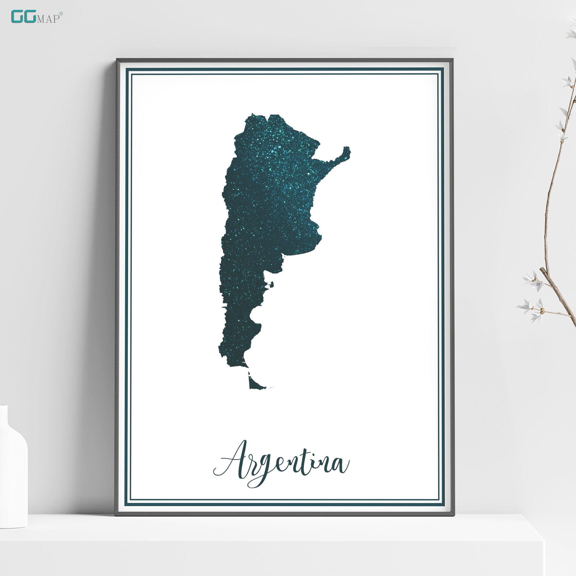 a poster of a map of the country of argentina