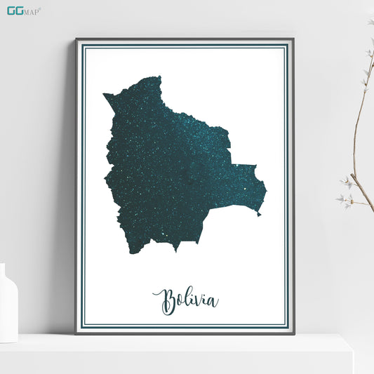 BOLIVIA map - Bolivia stars map - Bolivia Travel poster - Home Decor - Wall decor - Office map - Bolivia gift - GeoGIS studio