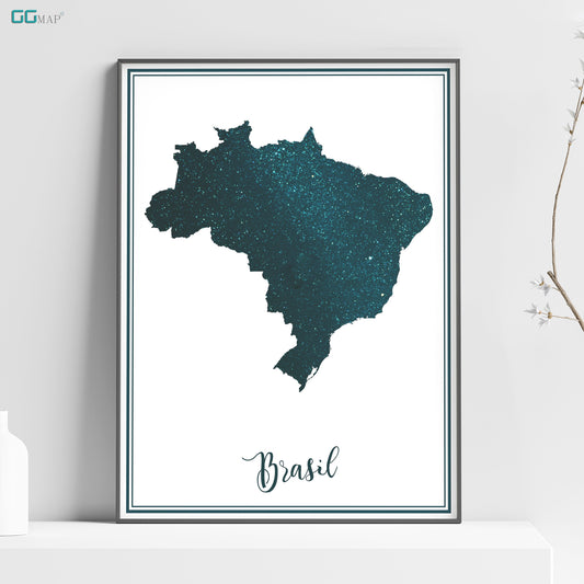 BRAZIL map - Brazil stars map - Brasil Travel poster - Home Decor - Wall decor - Office map - Brasil gift - GeoGIS studio