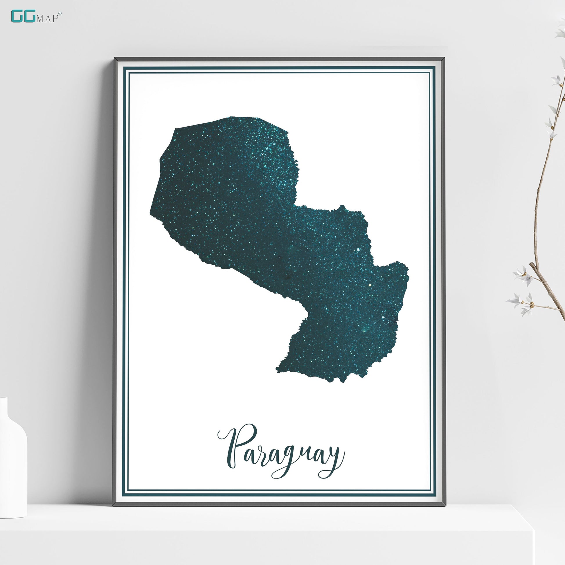 a picture of a poster of a map of the country of PARAGUAY 