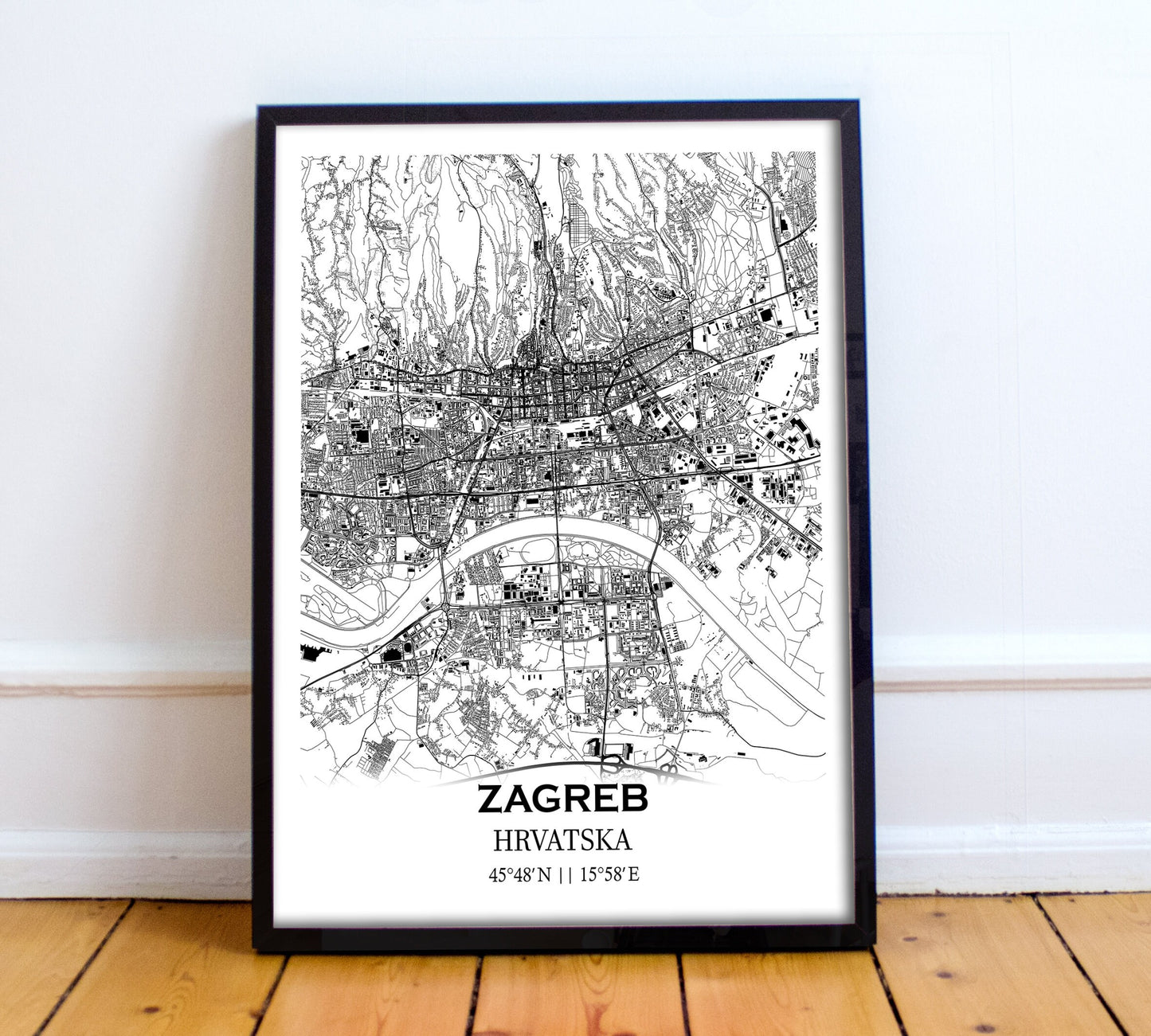 Map of ZAGREB, Croatia - Hrvatska - Croatia - Home Decor - Wall decor - Office map - Travel map - Print map - Poster city map-Office decor