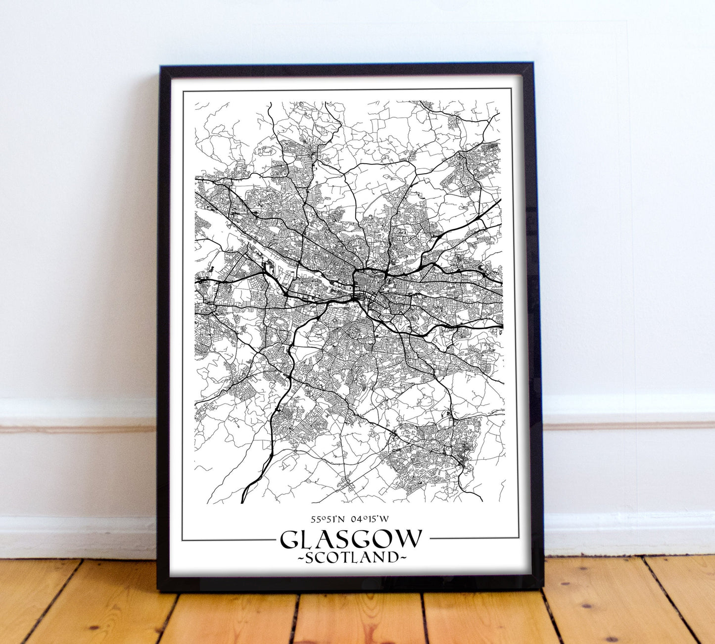 Map of Glasgow, Scotland - Home Decor - Wall decor - Office map - Travel map - Print map - Poster city map - Office decor Glasgow