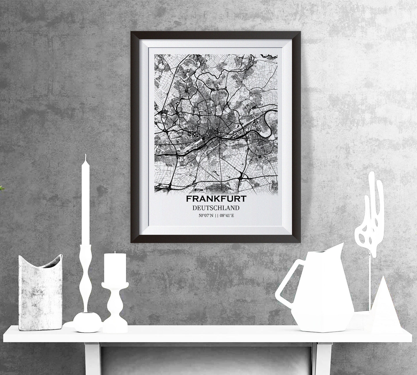 Map of FRANKFURT, Germany - Deutschland - Home Decor - Wall decor - Office map - Travel map - Print map - Poster city map - Office decor