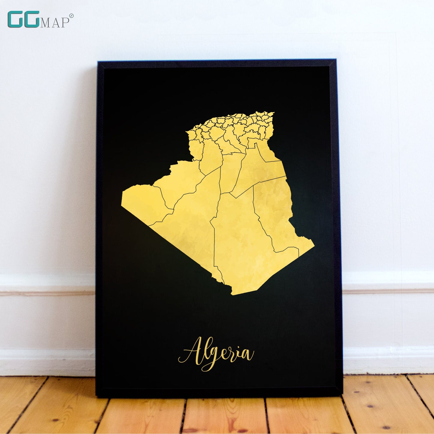 ALGERIA map - Algeria gold map - Travel poster - Home Decor - Wall decor - Office map - Algeria gift - GGmap - Algeria poster