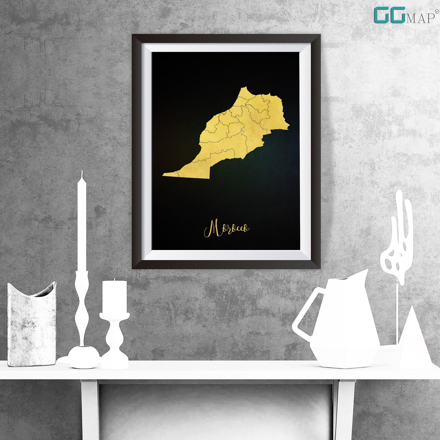 MOROCCO map - Morocco gold map - Travel poster - Home Decor - Wall decor - Office map - Morocco gift - GGmap - Morocco poster