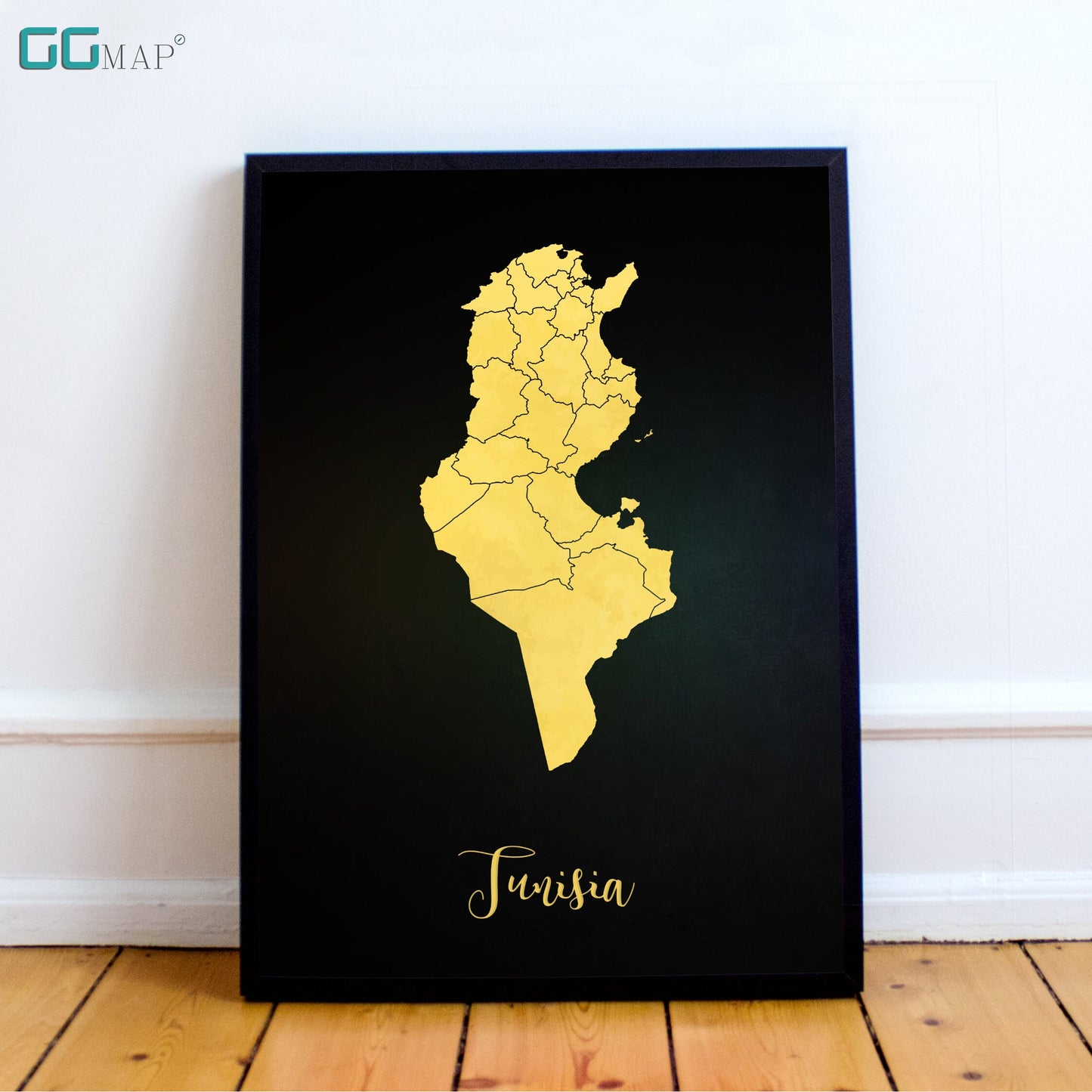 TUNISIA map - Tunisia gold map - Travel poster - Home Decor - Wall decor - Office map - Tunisia gift - GGmap - Tunisia poster