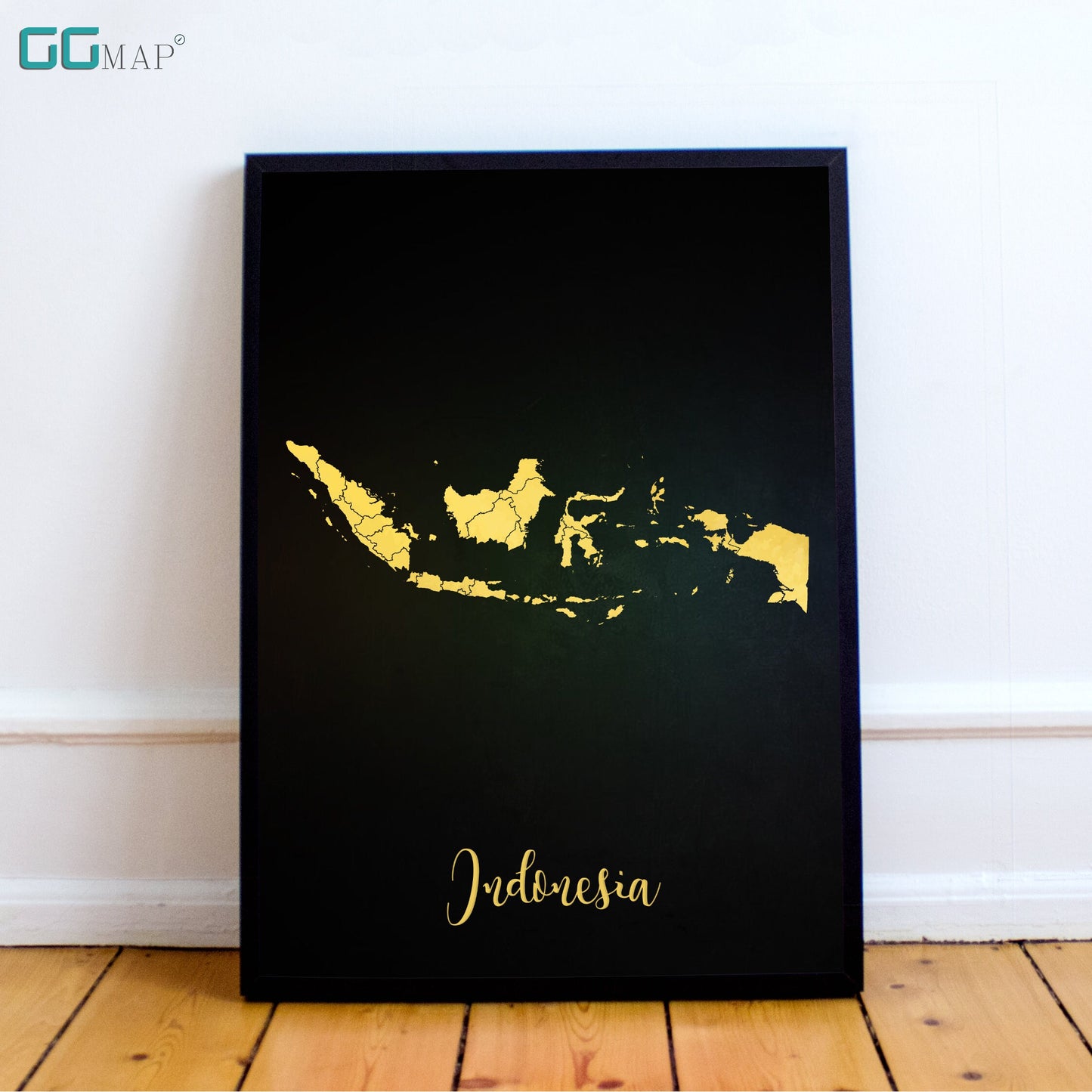 INDONESIA map - Indonesia gold map - Travel poster - Home Decor - Wall decor - Office map - Indonesia gift - GGmap - Indonesia poster