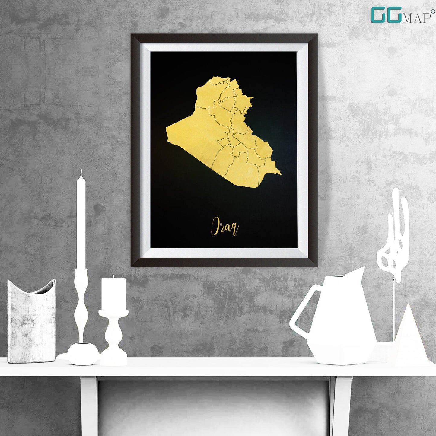 IRAQ map - Iraq gold map - Travel poster - Home Decor - Wall decor - Office map - Iraq gift - GGmap - Iraq poster