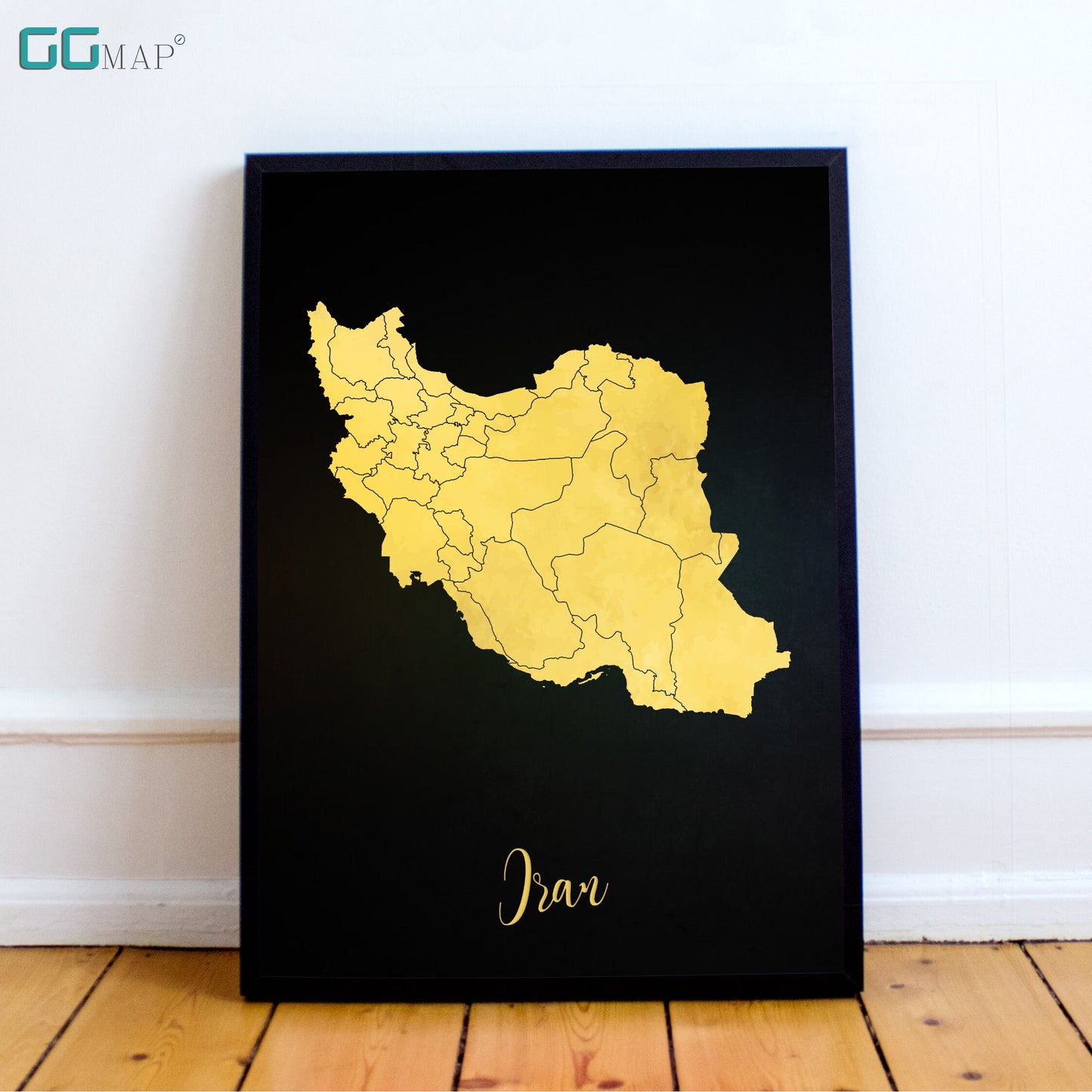 IRAN map - Iran gold map - Travel poster - Home Decor - Wall decor - Office map - Iran gift - GGmap - Iran poster