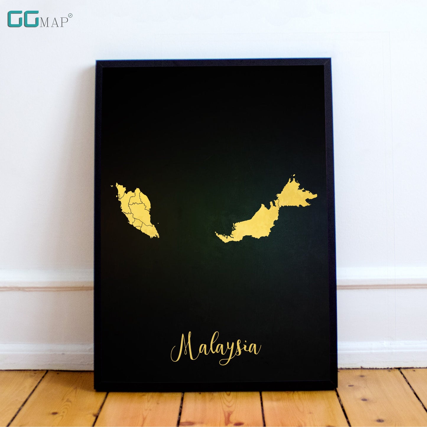 MALAYSIA map - Malaysia gold map - Travel poster - Home Decor - Wall decor - Office map - Malaysia gift - GGmap - Malaysia poster