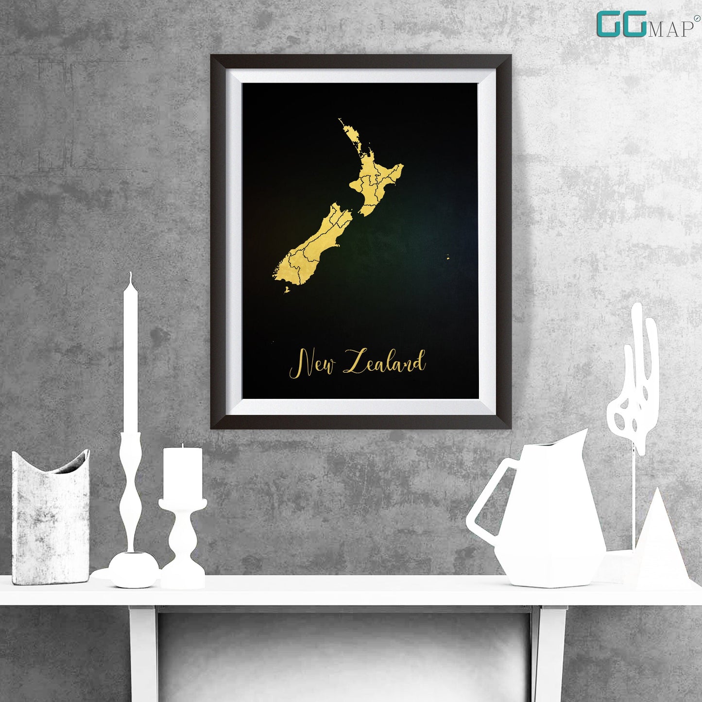 NEW ZEALAND map - New Zealand gold map - Travel poster - Home Decor - Wall decor - Office map - New Zealand gift - GGmap- New Zealand poster