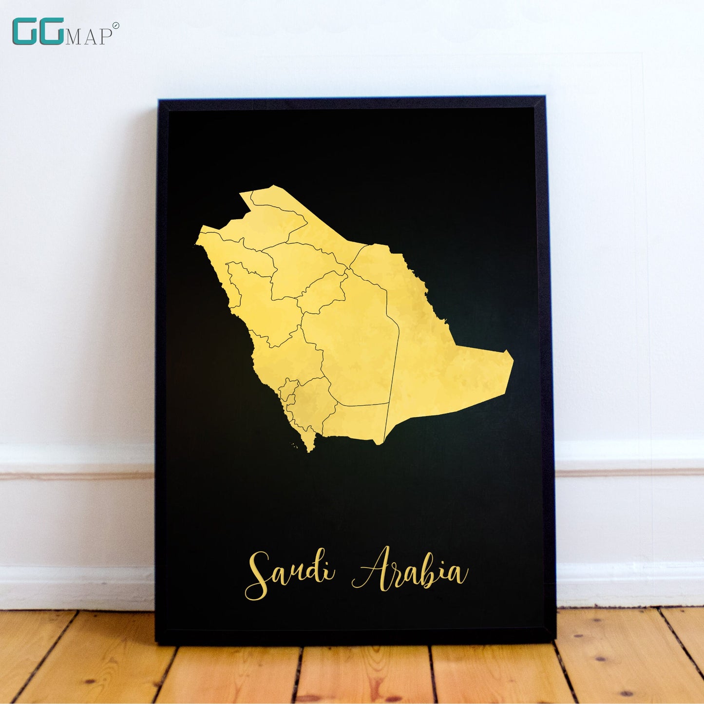 SAUDI ARABIA map - Saudi Arabia gold map - Travel poster - Home Decor - Wall decor - Office map - Saudi Arabia gift - GGmap-