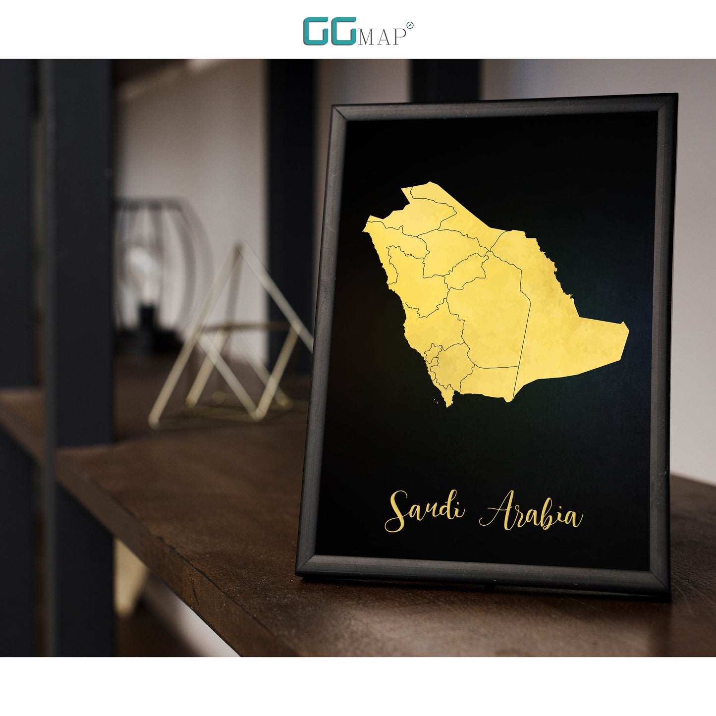 SAUDI ARABIA map - Saudi Arabia gold map - Travel poster - Home Decor - Wall decor - Office map - Saudi Arabia gift - GGmap-