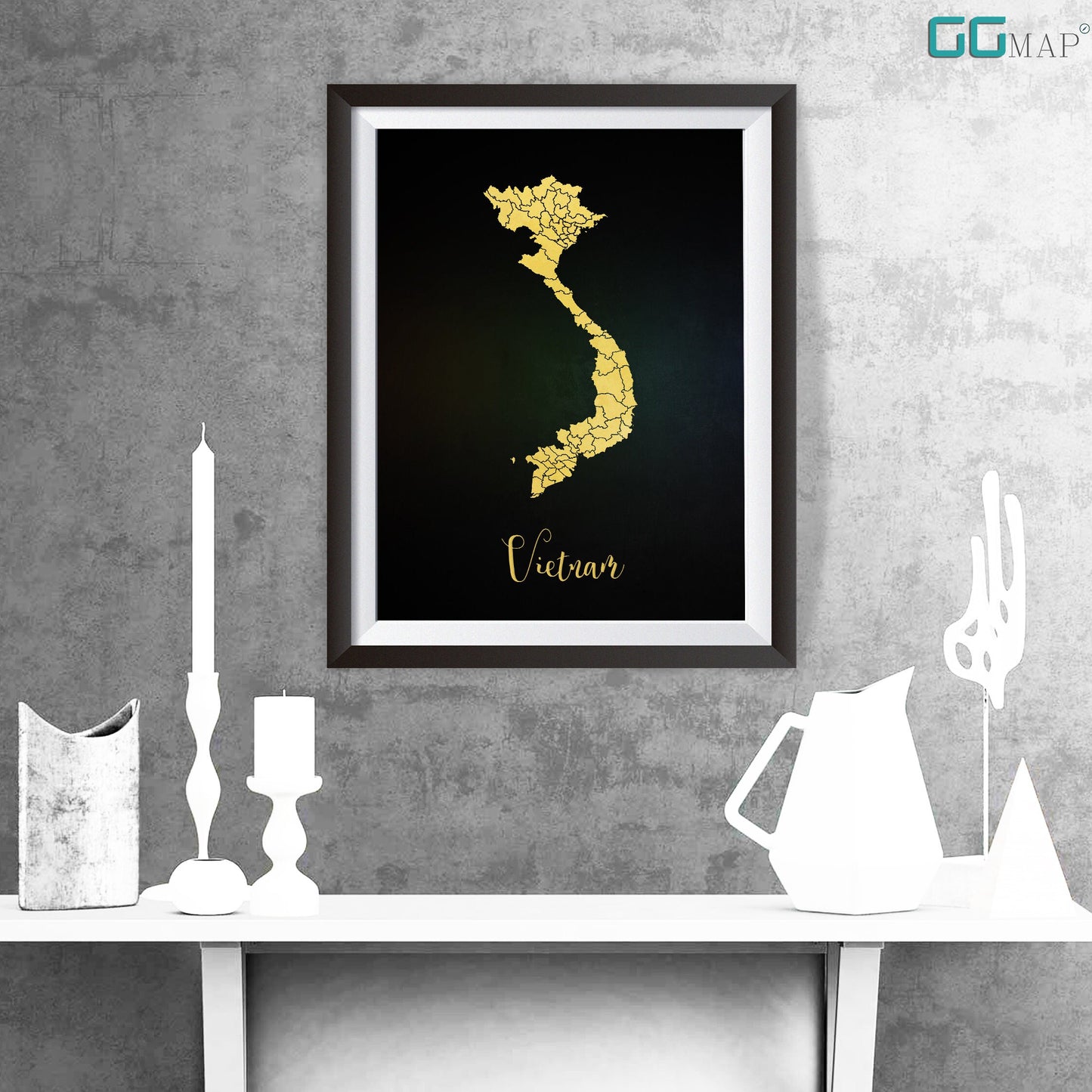 VIETNAM map - Vietnam gold map - Travel poster - Home Decor - Wall decor - Office map - Vietnam gift - GGmap - Vietnam poster