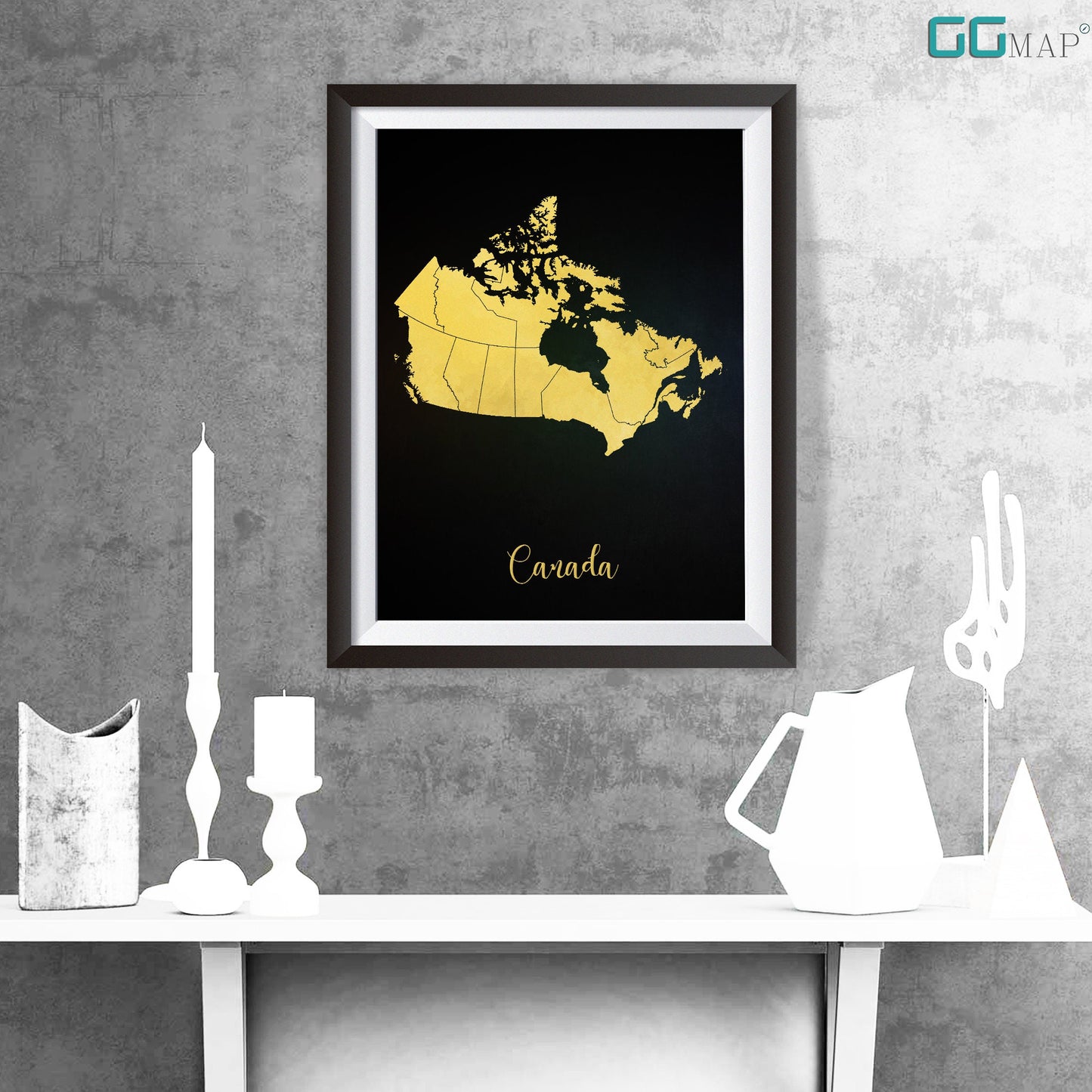 CANADA map - Canada gold map - Travel poster - Home Decor - Wall decor - Office map - Canada gift - GGmap - Canada poster