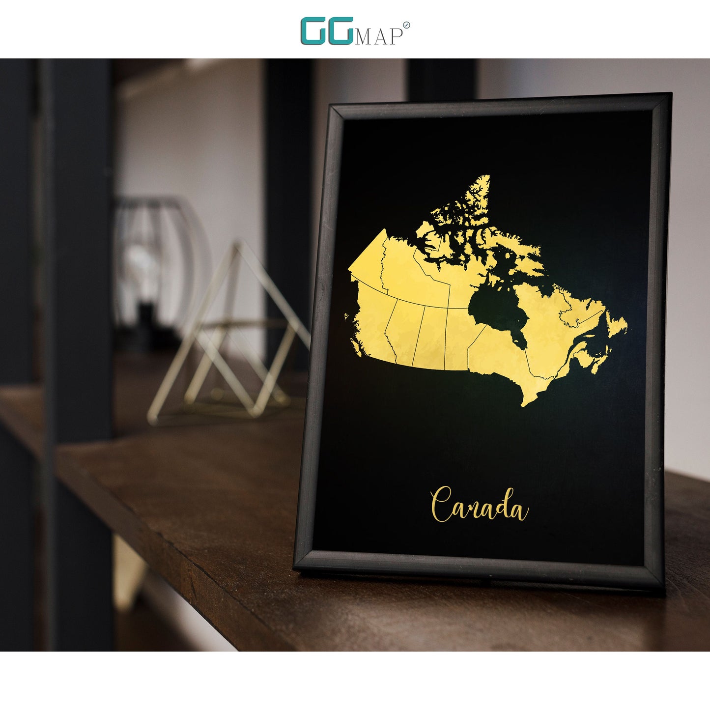 CANADA map - Canada gold map - Travel poster - Home Decor - Wall decor - Office map - Canada gift - GGmap - Canada poster