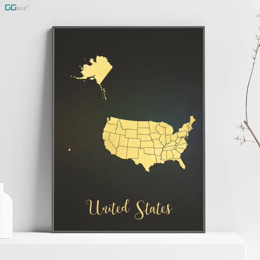 a map of the united states on a black background