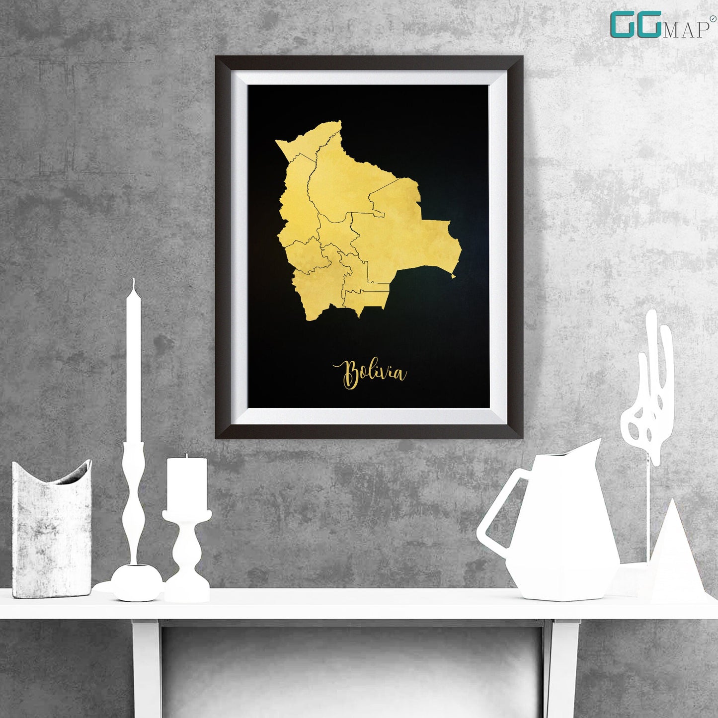 BOLIVIA map - Bolivia gold map - Travel poster - Home Decor - Wall decor - Office map - Bolivia gift - GGmap - Bolivia poster