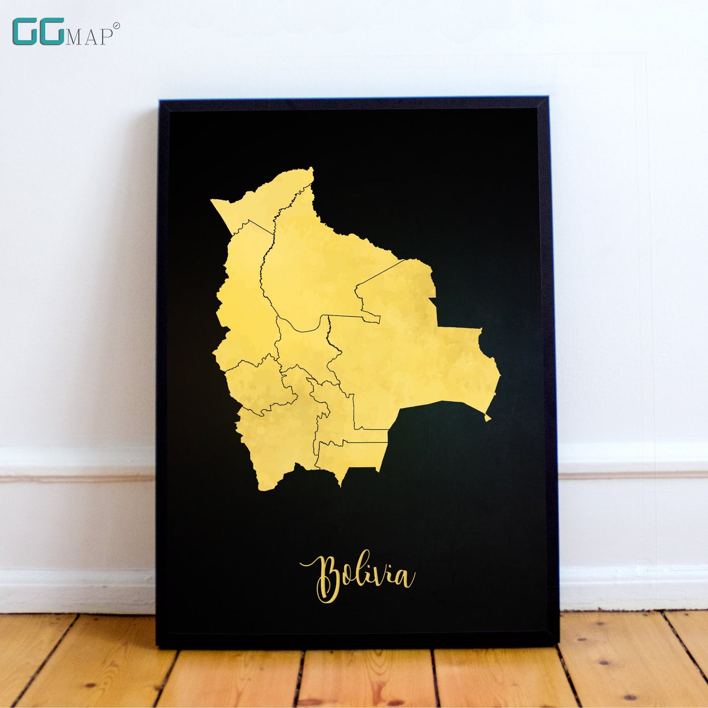 BOLIVIA map - Bolivia gold map - Travel poster - Home Decor - Wall decor - Office map - Bolivia gift - GGmap - Bolivia poster