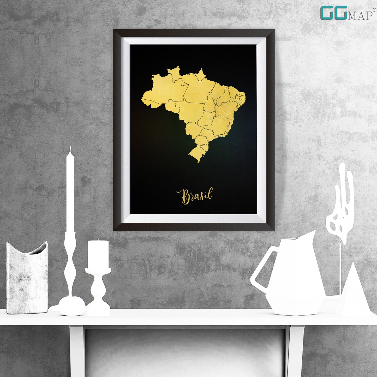 BRASIL map - Brasil gold map - Travel poster - Home Decor - Wall decor - Office map - Brasil gift - GGmap - Brasil poster