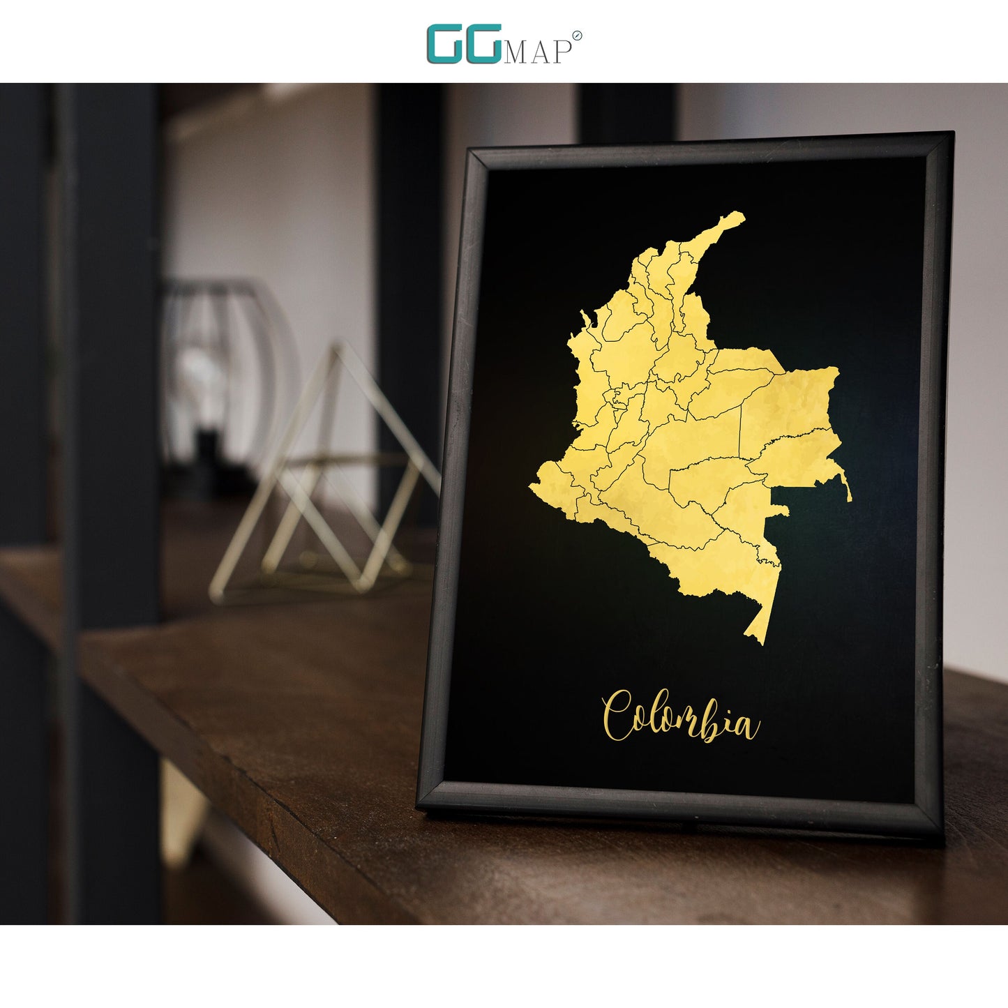 COLOMBIA map - Colombia gold map - Travel poster - Home Decor - Wall decor - Office map - Colombia gift - GGmap - Colombia poster